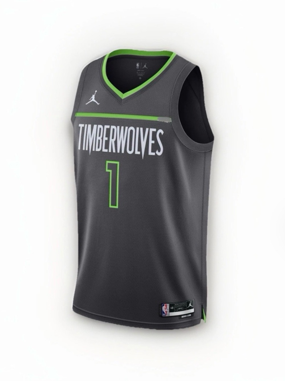 Jordan Timberwolves #1 Gray & Neon Green Basketball Jersey